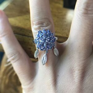 Natural Tanzanite Sterling Silver Dream Catcher Ring Size 7